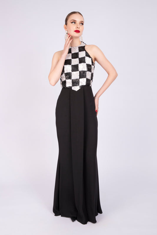 Black and White Chequered Dress