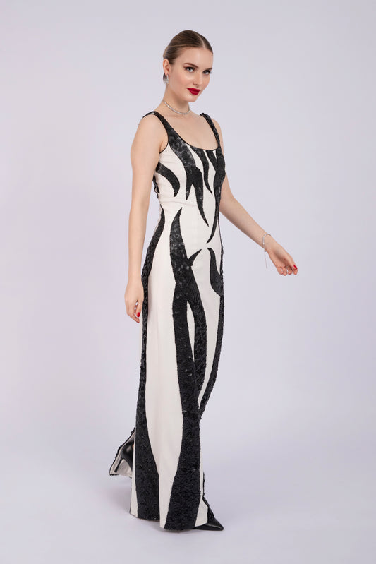 Black and White Evening Dress