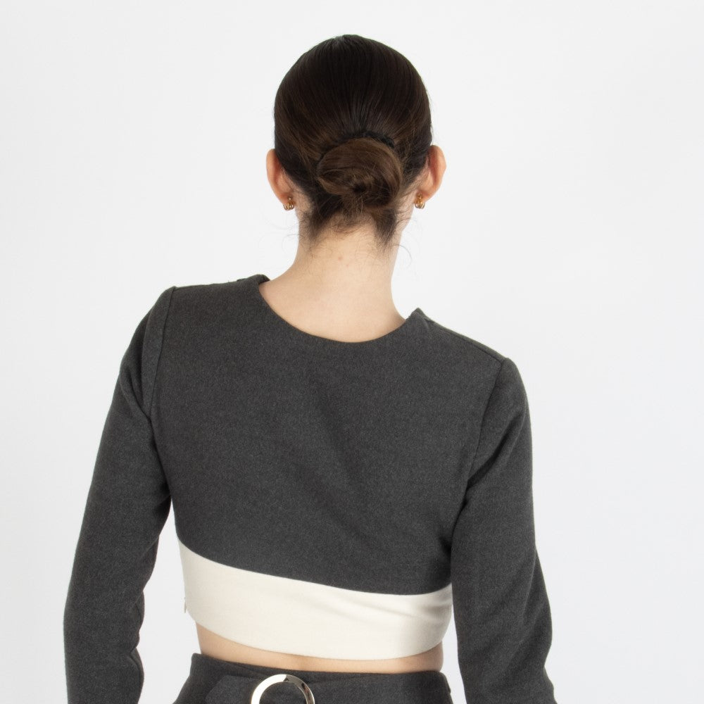 Grey Maristella Grey Wool Crop Top