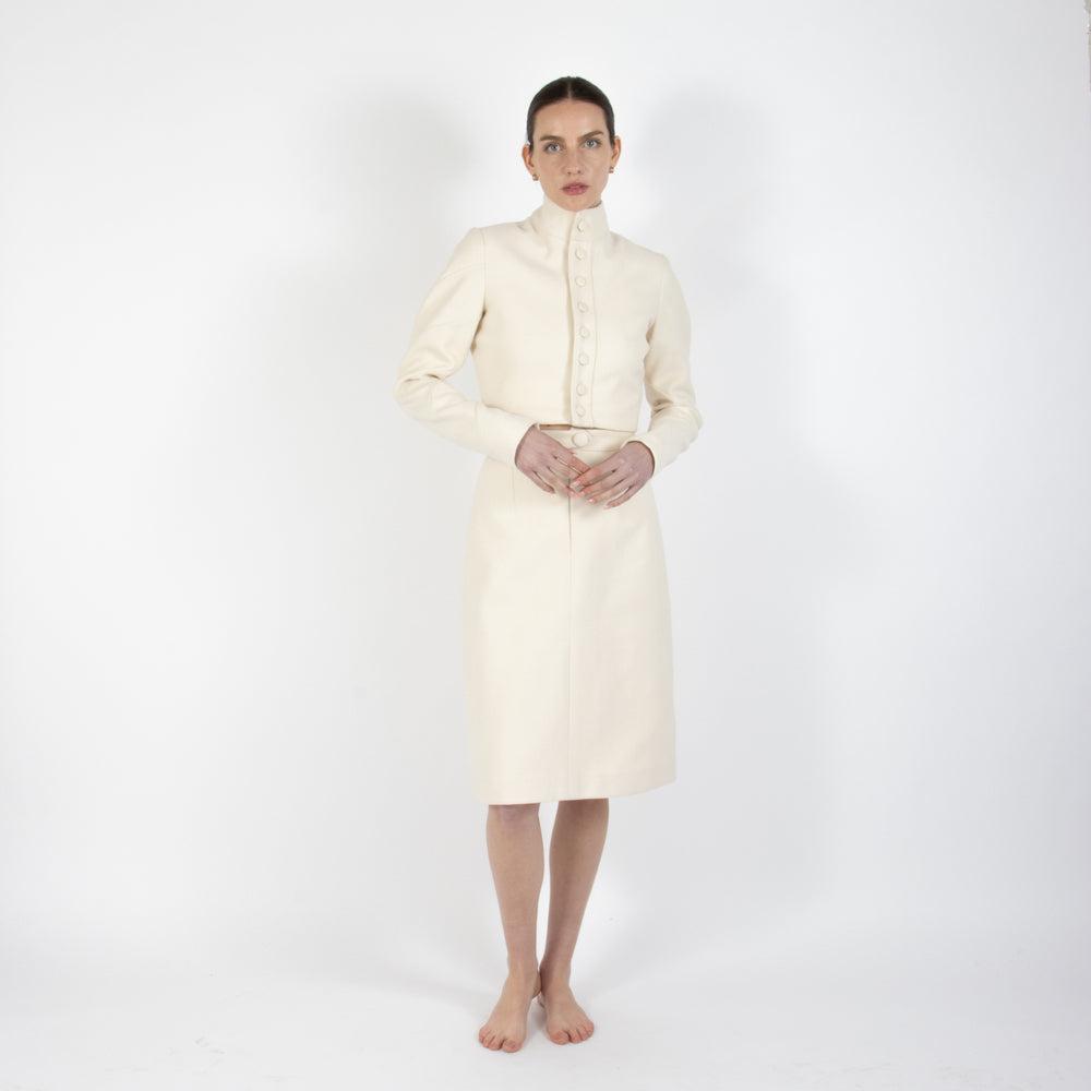 Ecru White Lumina Structured Wool Crop Top