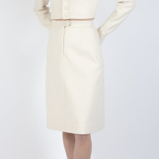 Ecru White Lumina Wool Skirt