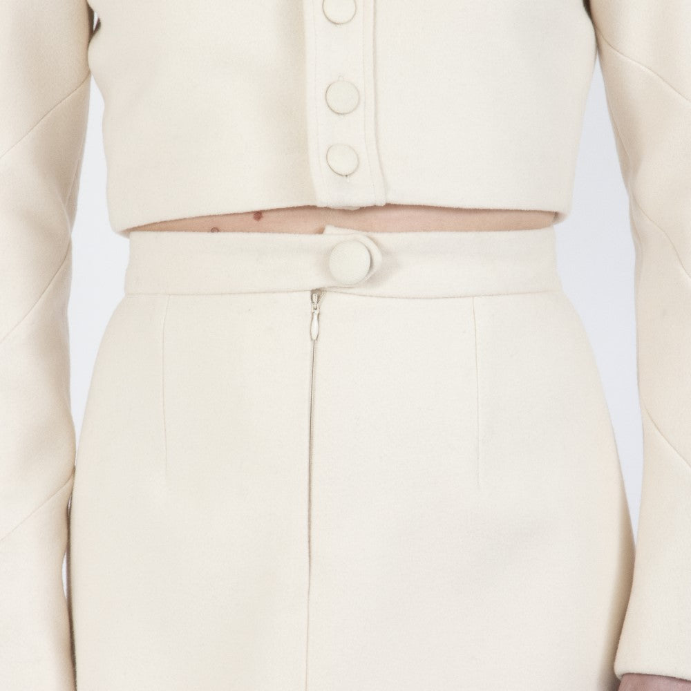 Ecru White Lumina Wool Skirt