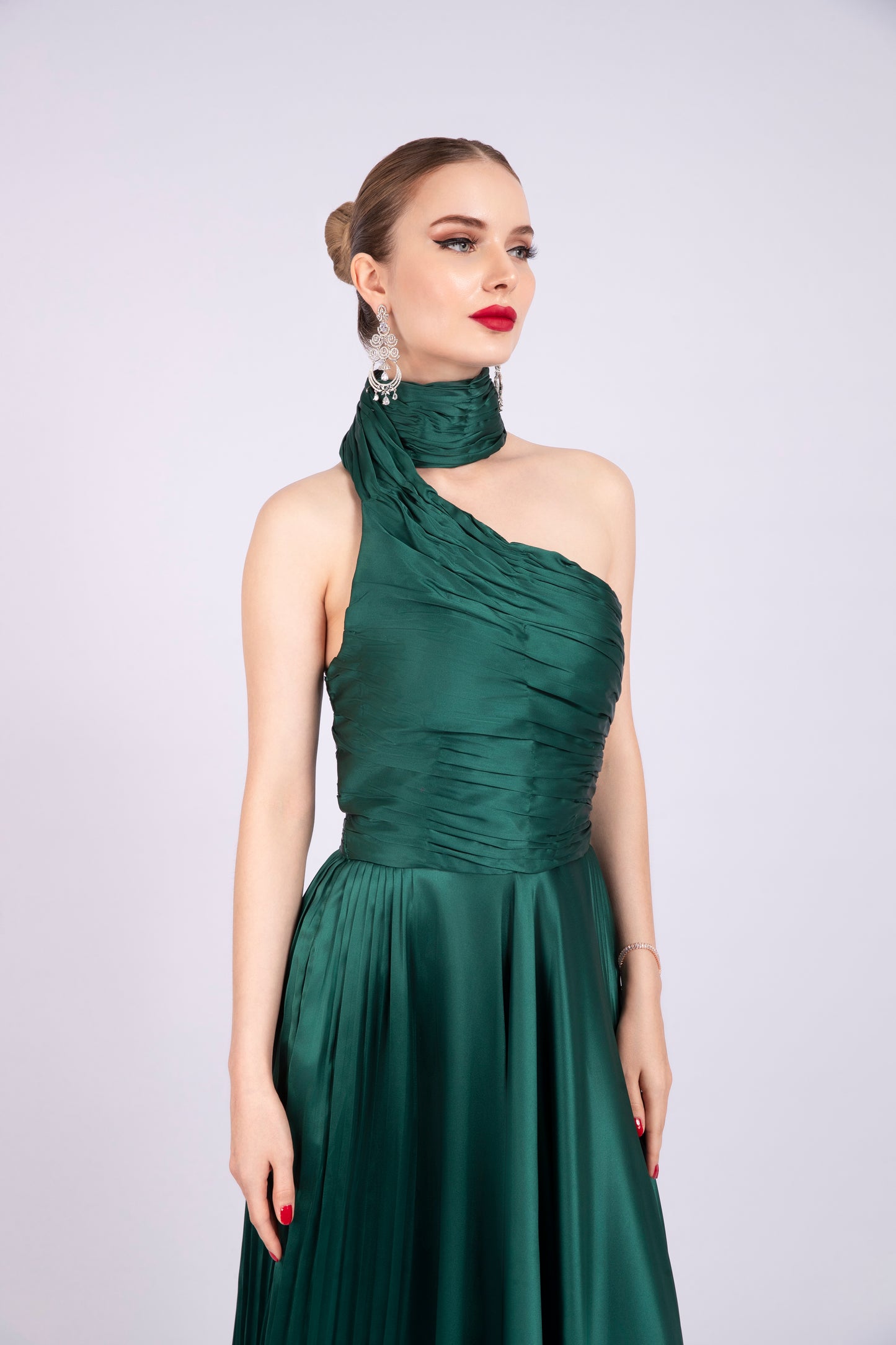 Emerald Green Satin Dress