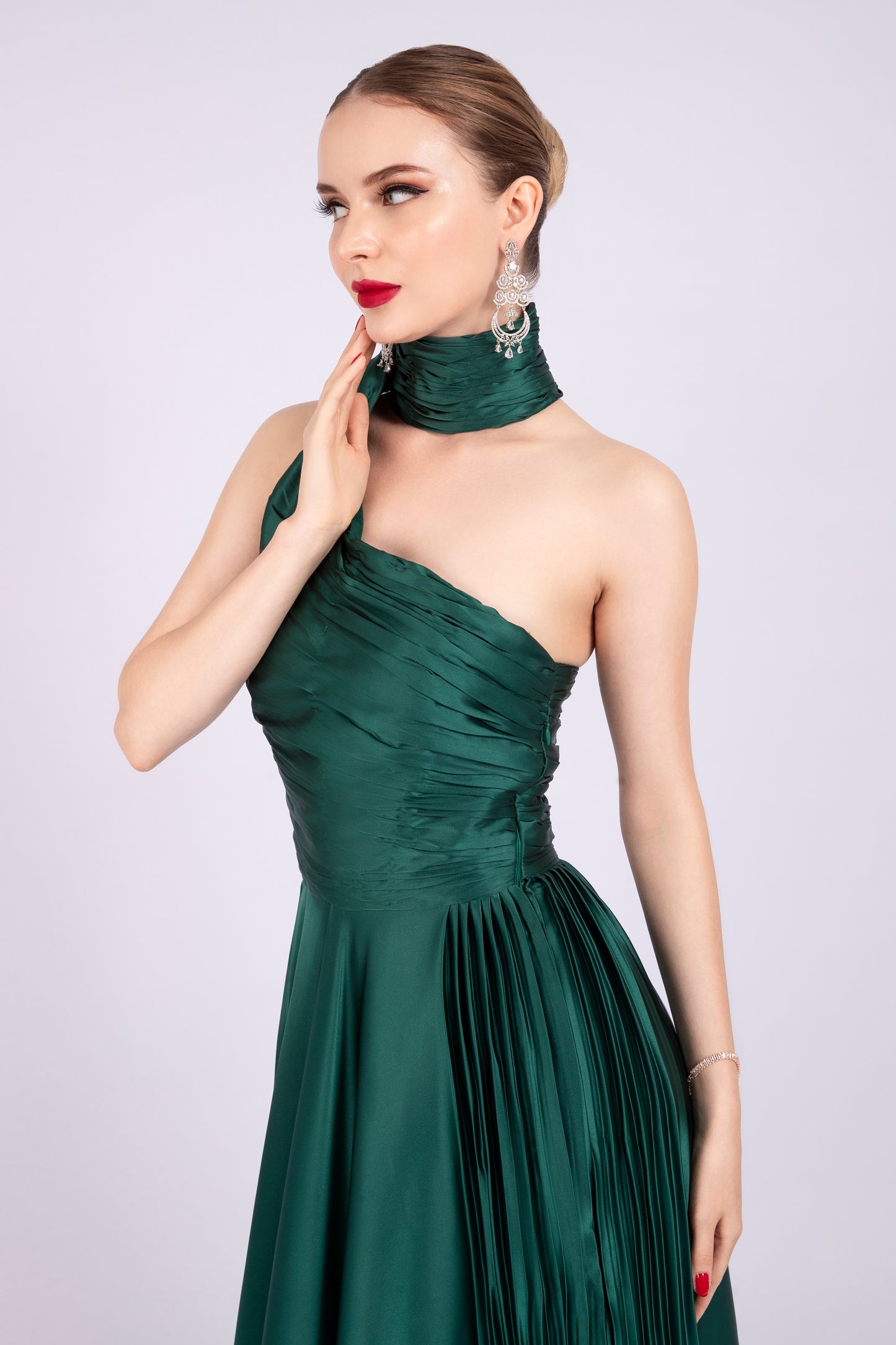 Emerald Green Satin Dress