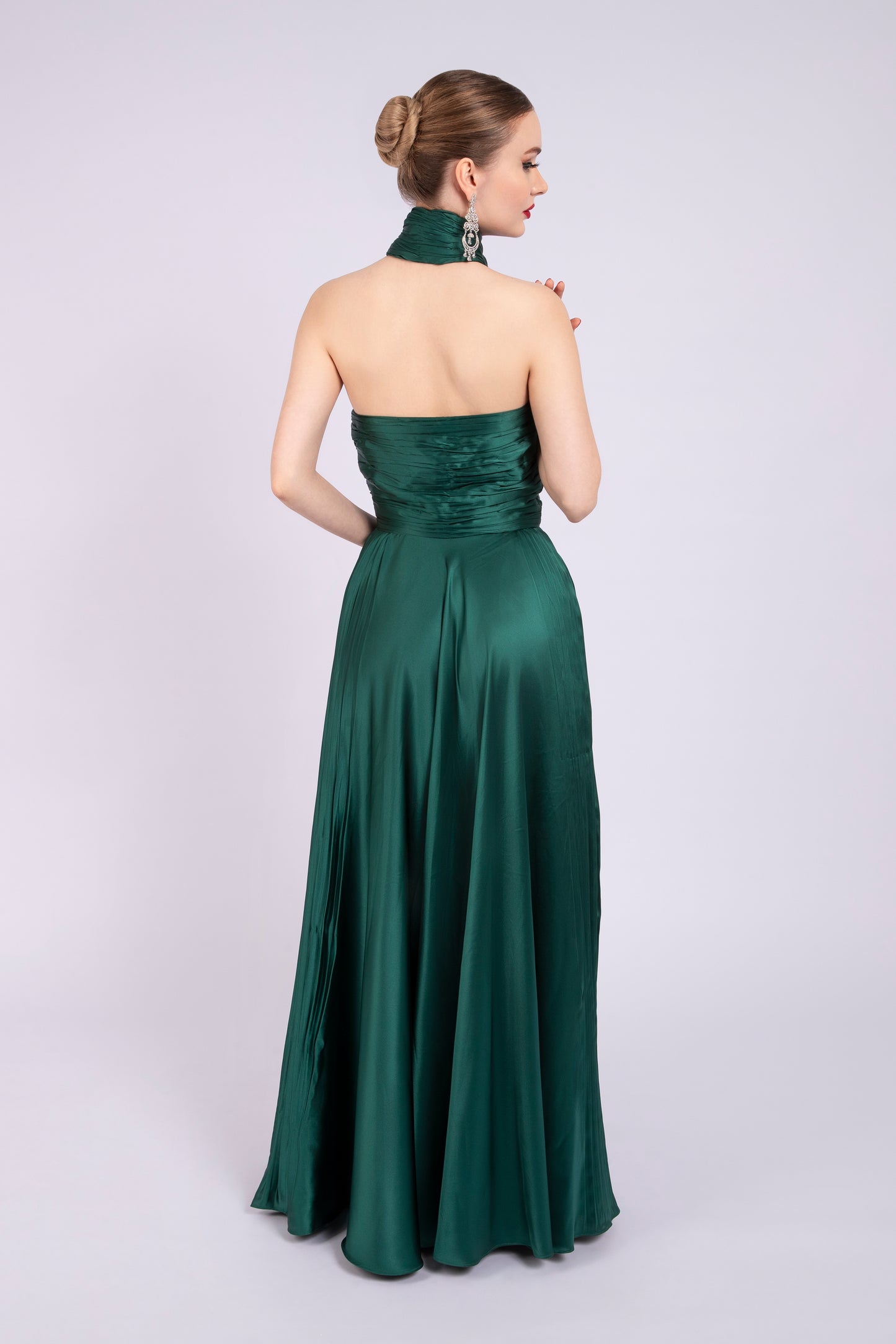 Emerald Green Satin Dress