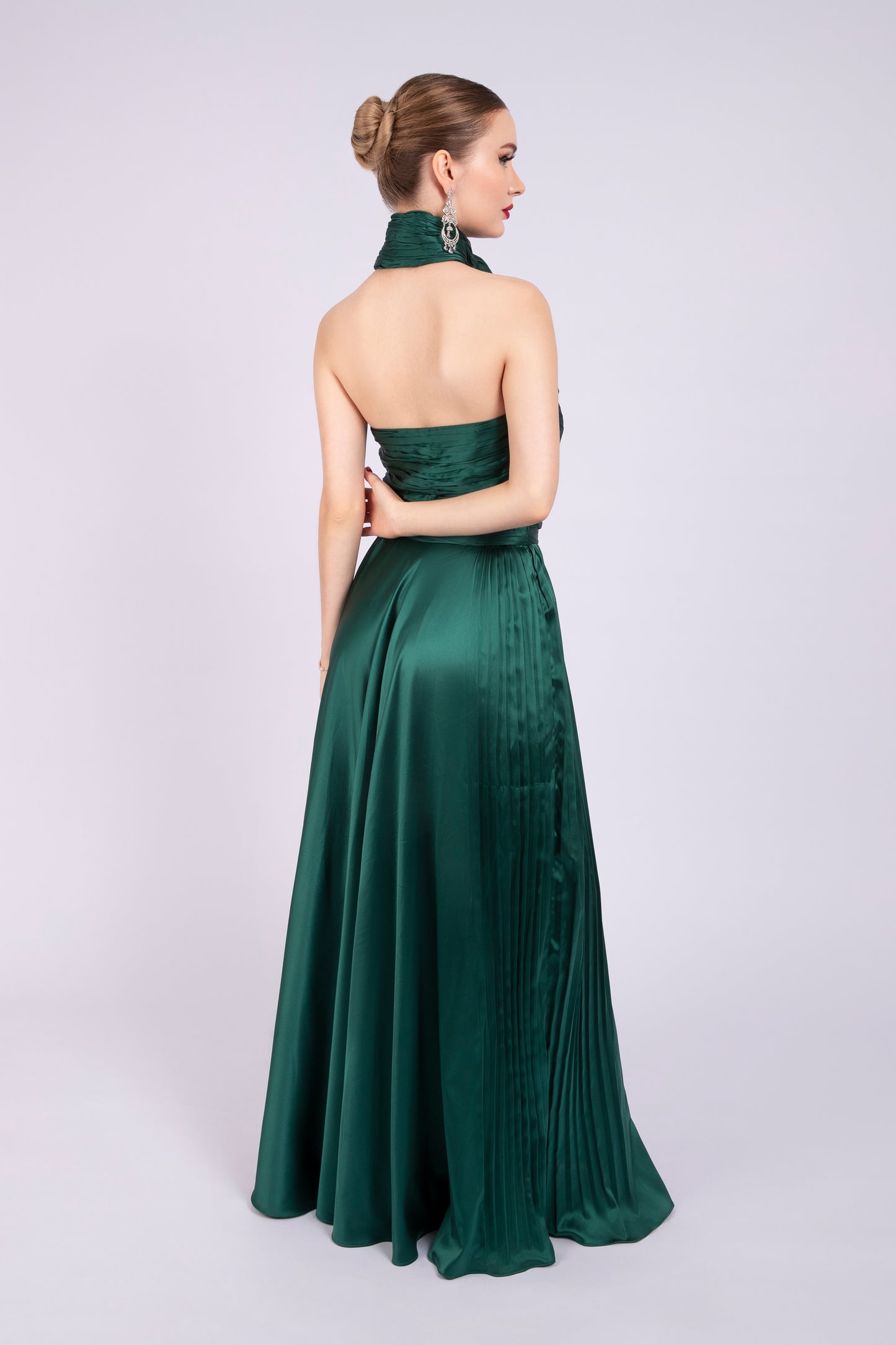 Emerald Green Satin Dress