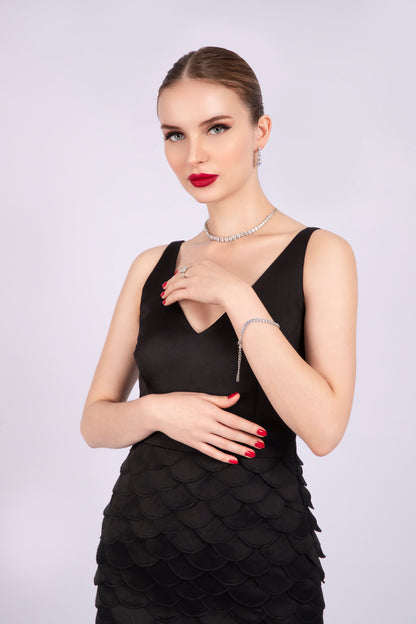 Scalloped Long Black Dress