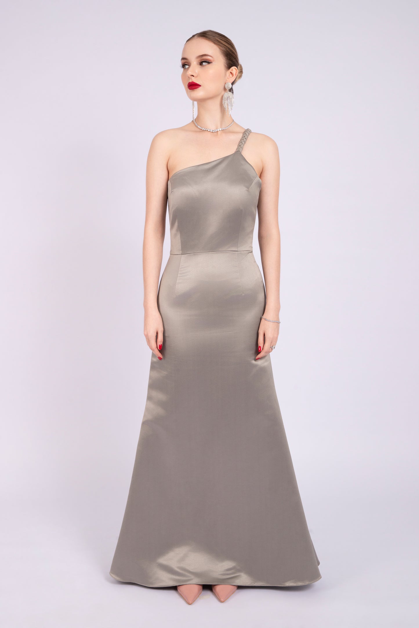 Gold Silver Georgette Evening Dress