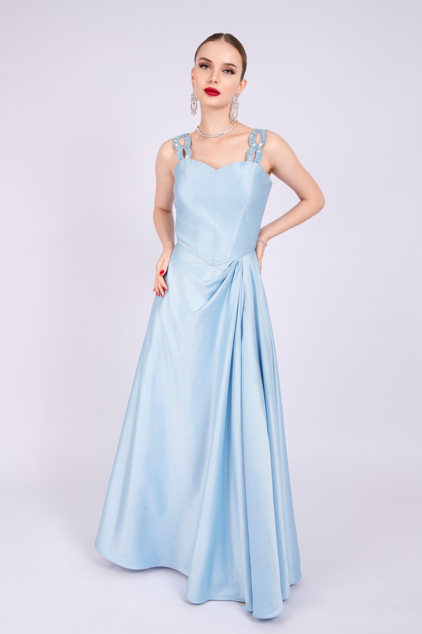 Ice Blue Satin Dress