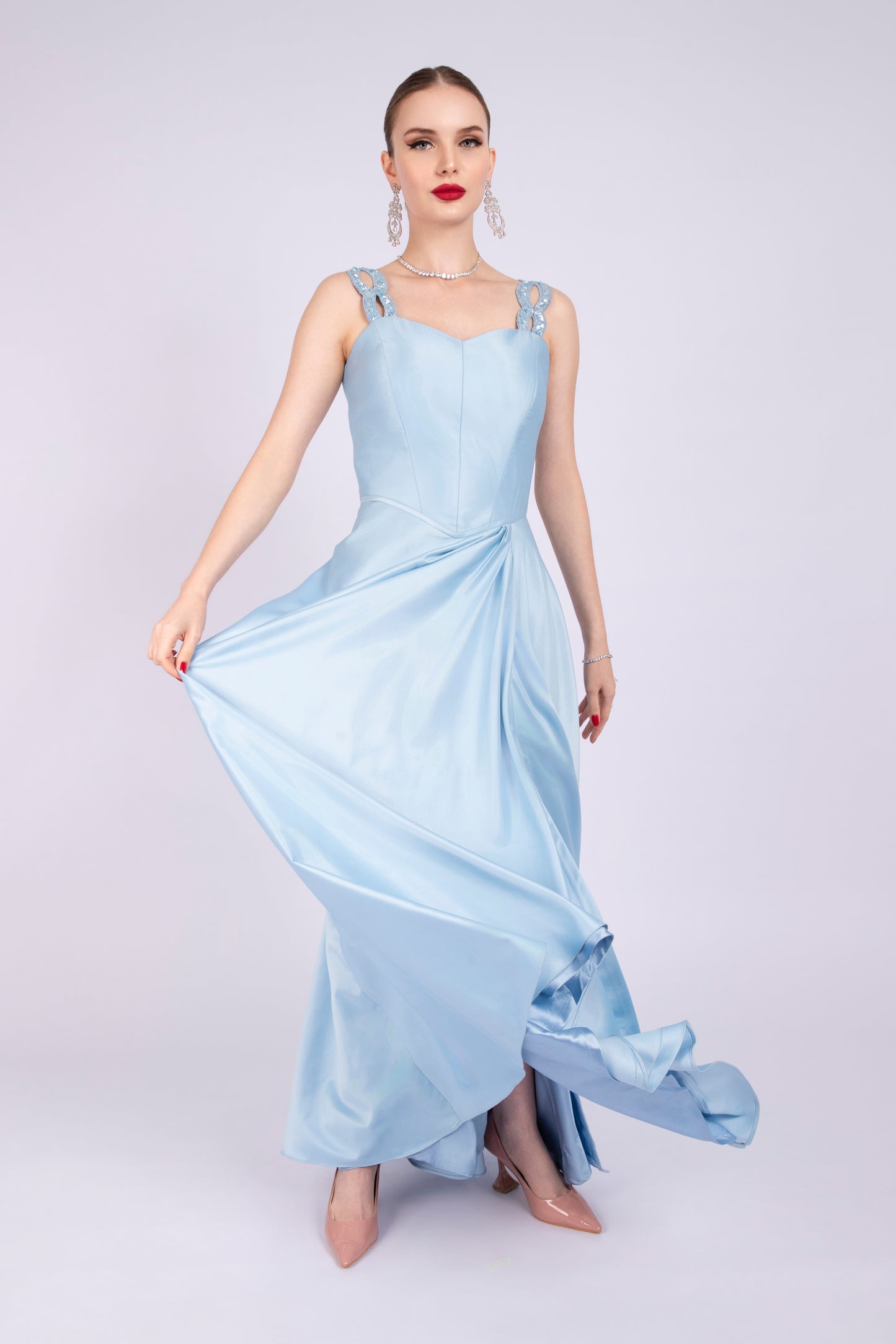 Ice Blue Satin Dress