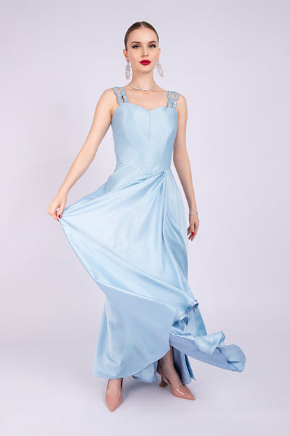 Ice Blue Satin Dress