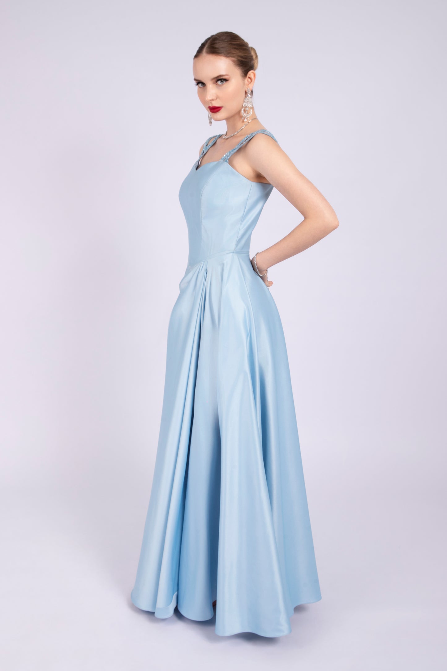 Ice Blue Satin Dress