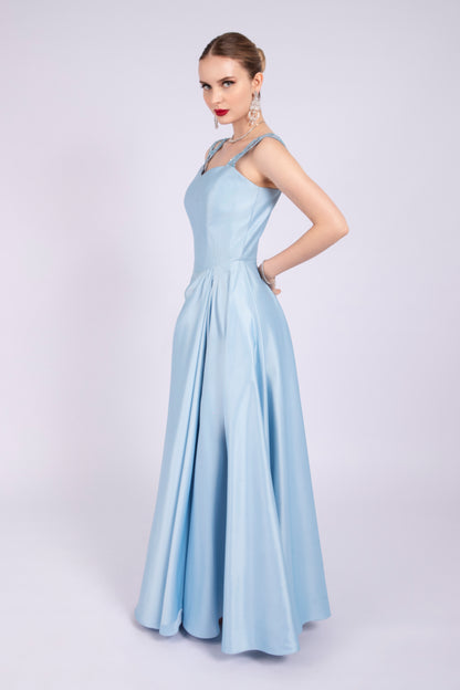 Ice Blue Satin Dress