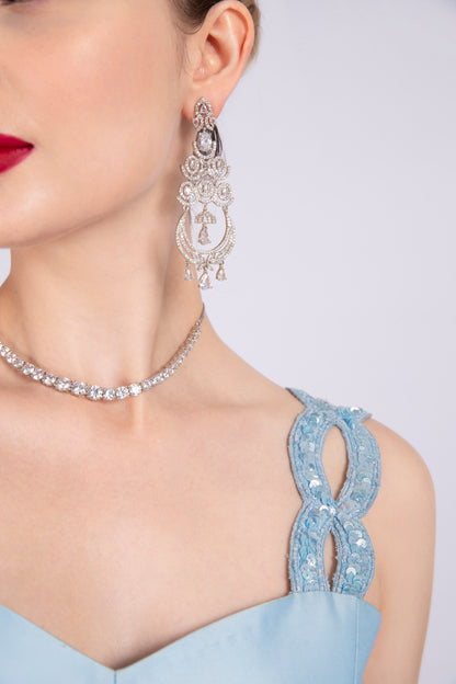 Ice Blue Satin Dress