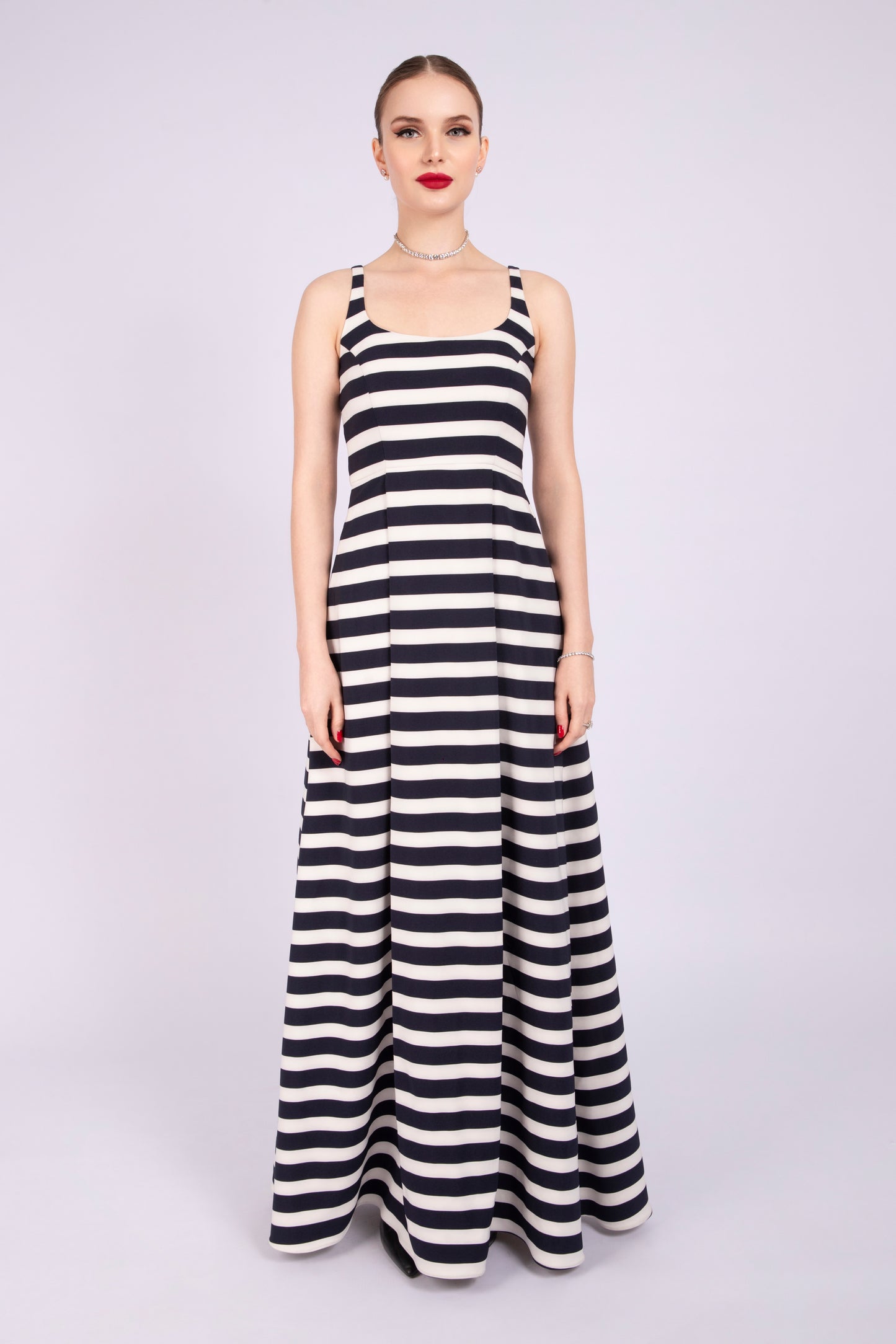 Black and White Crepe Flow Summer Dress