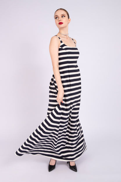 Black and White Crepe Flow Summer Dress