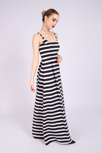 Black and White Crepe Flow Summer Dress