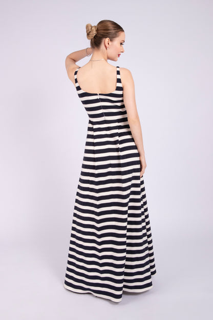 Black and White Crepe Flow Summer Dress