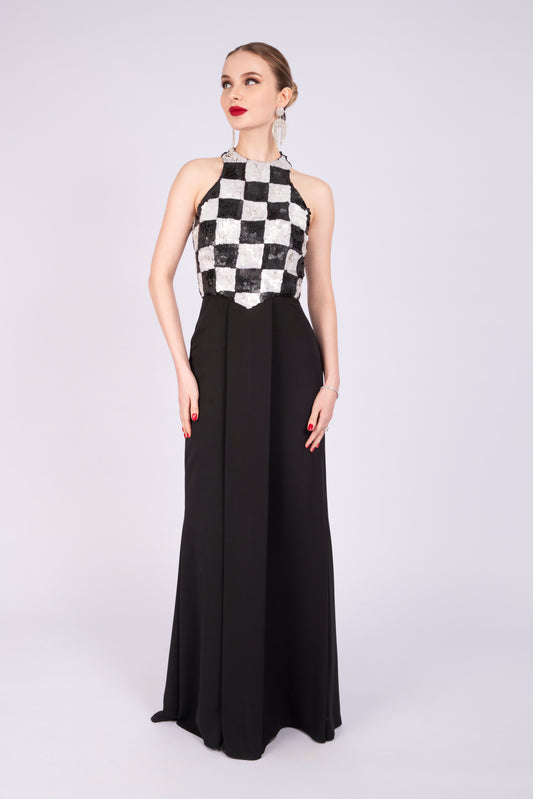 Black and White Chequered Dress
