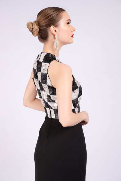 Black and White Chequered Dress