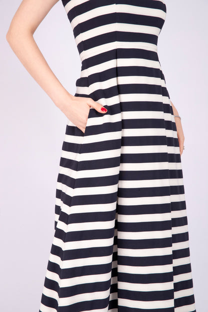 Black and White Crepe Flow Summer Dress