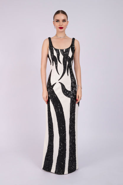 Black and White Evening Dress