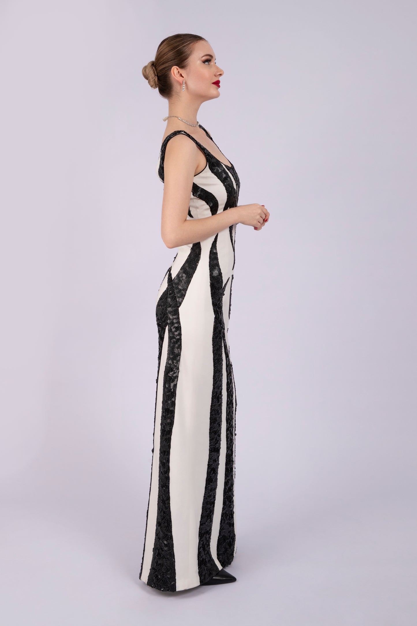 Black and White Evening Dress