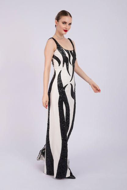 Black and White Evening Dress