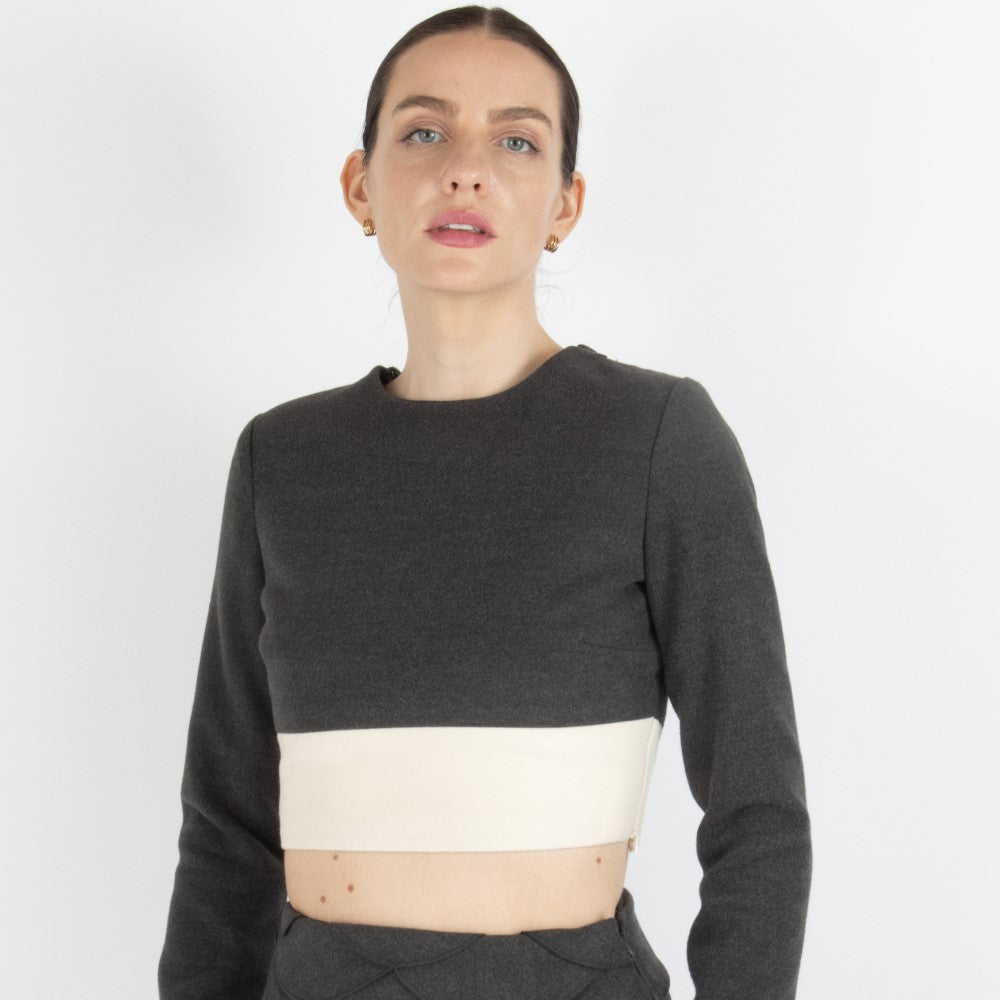 Grey Maristella Grey Wool Crop Top