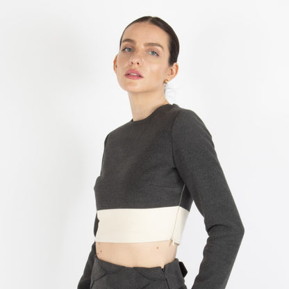 Grey Maristella Grey Wool Crop Top