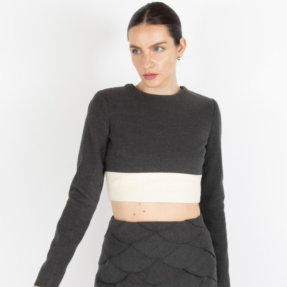 Grey Maristella Grey Wool Crop Top