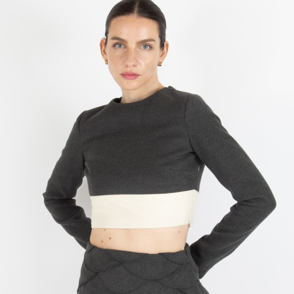 Grey Maristella Grey Wool Crop Top