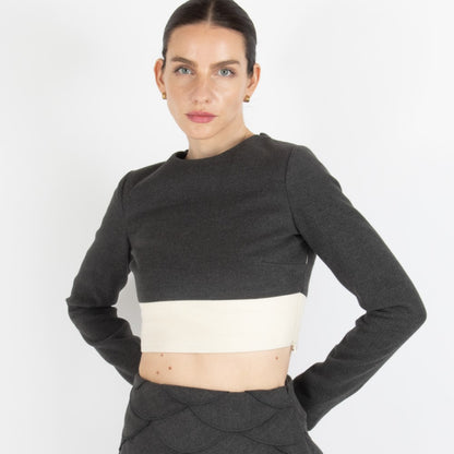 Grey Maristella Grey Wool Crop Top