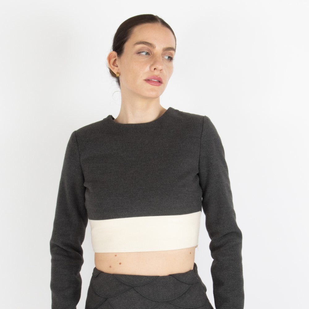 Grey Maristella Grey Wool Crop Top