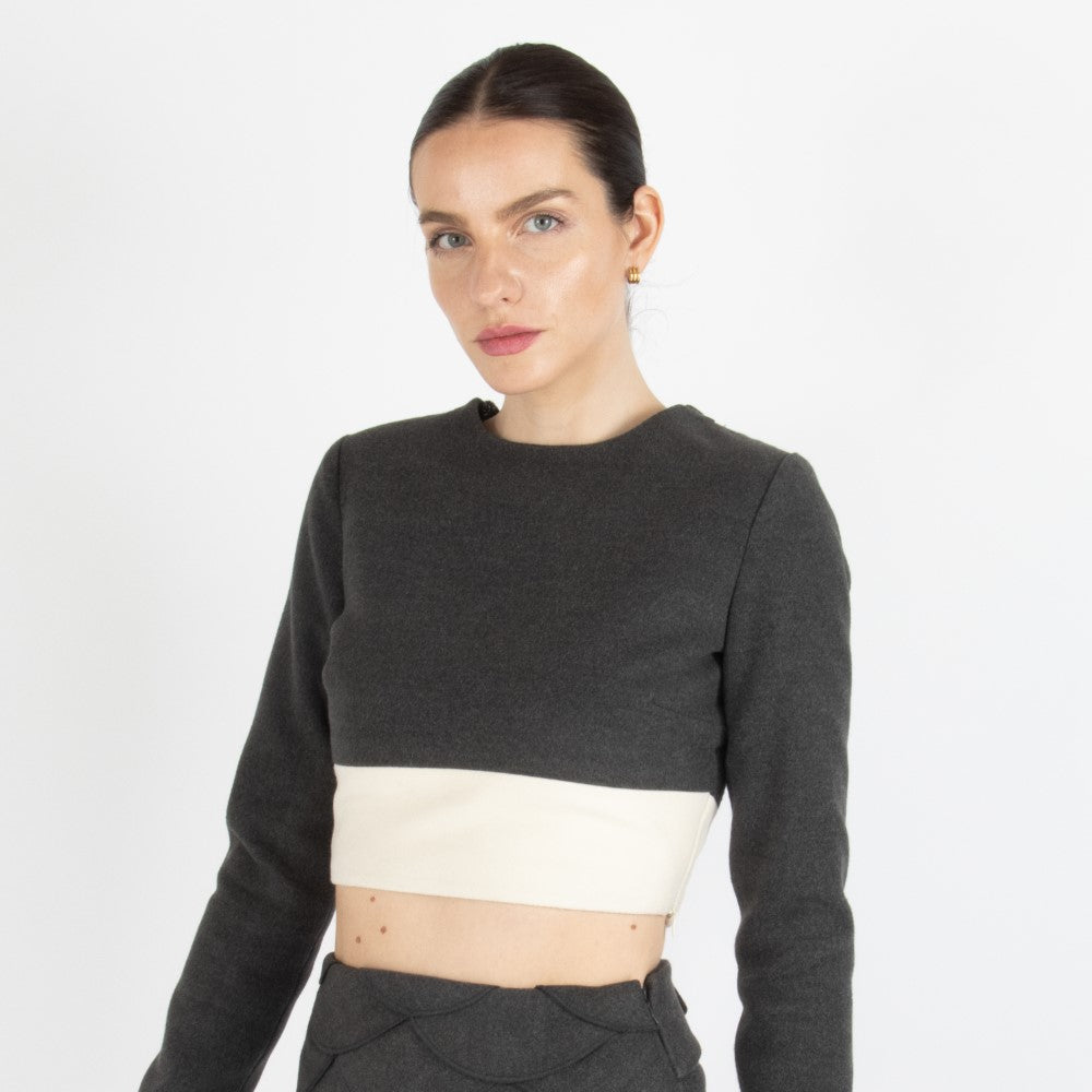 Grey Maristella Grey Wool Crop Top