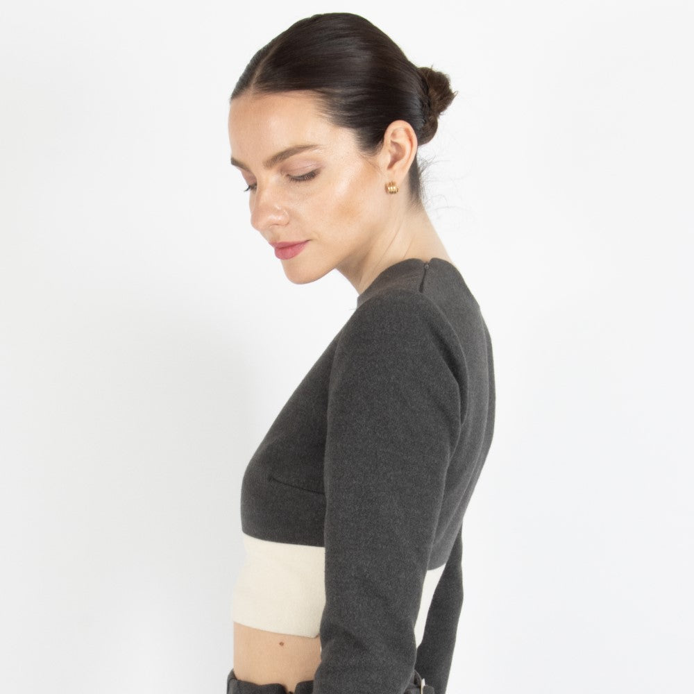 Grey Maristella Grey Wool Crop Top