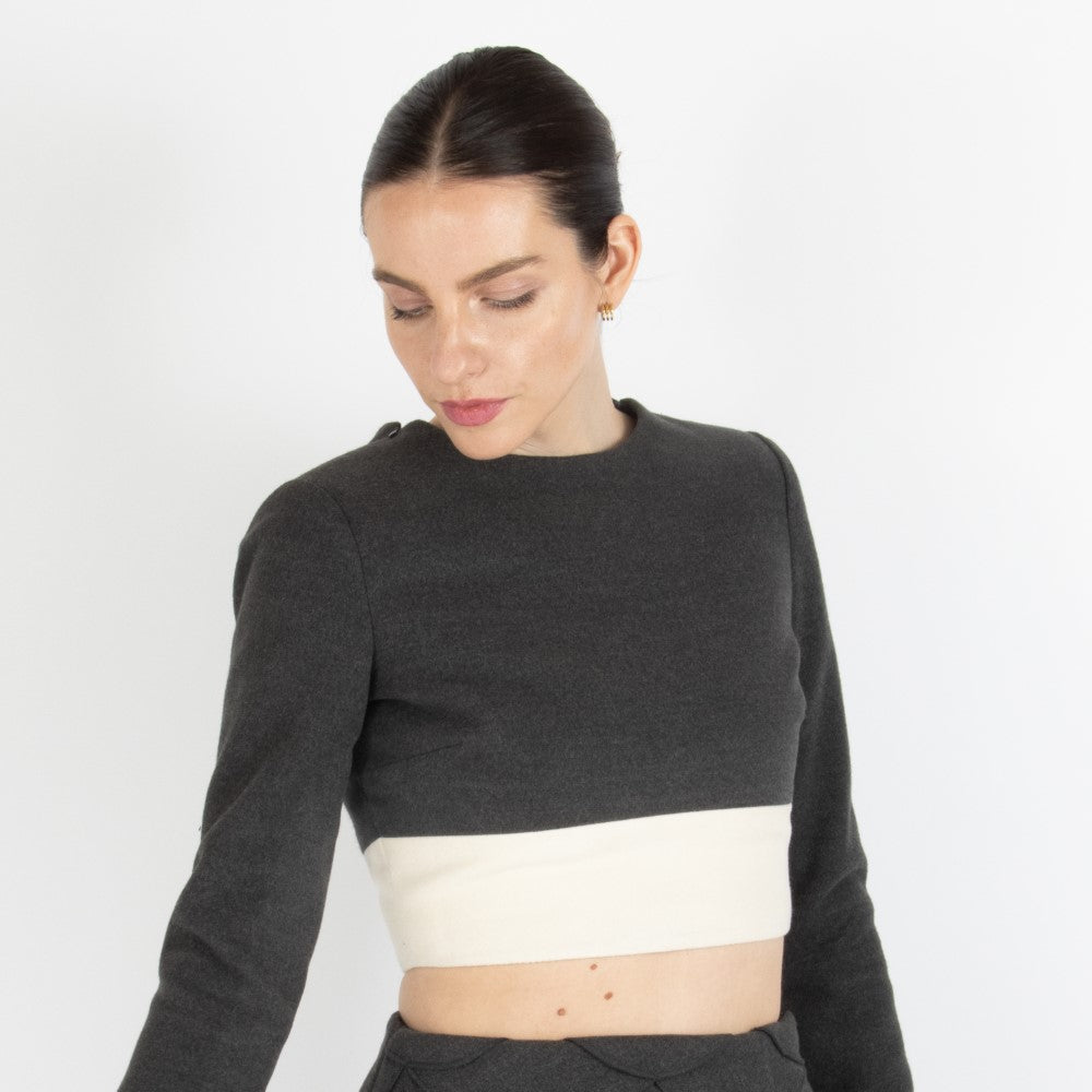 Grey Maristella Grey Wool Crop Top