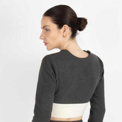 Grey Maristella Grey Wool Crop Top