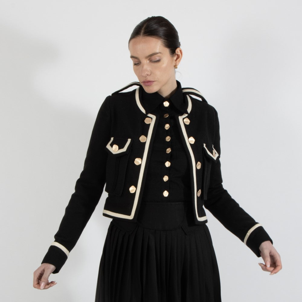 Black Nixie Crop Wool Jacket