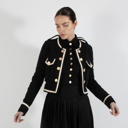 Black Nixie Crop Wool Jacket