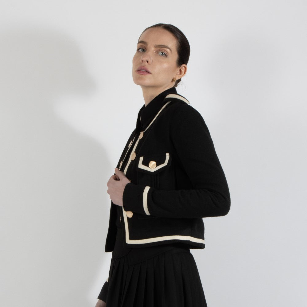 Black Nixie Crop Wool Jacket