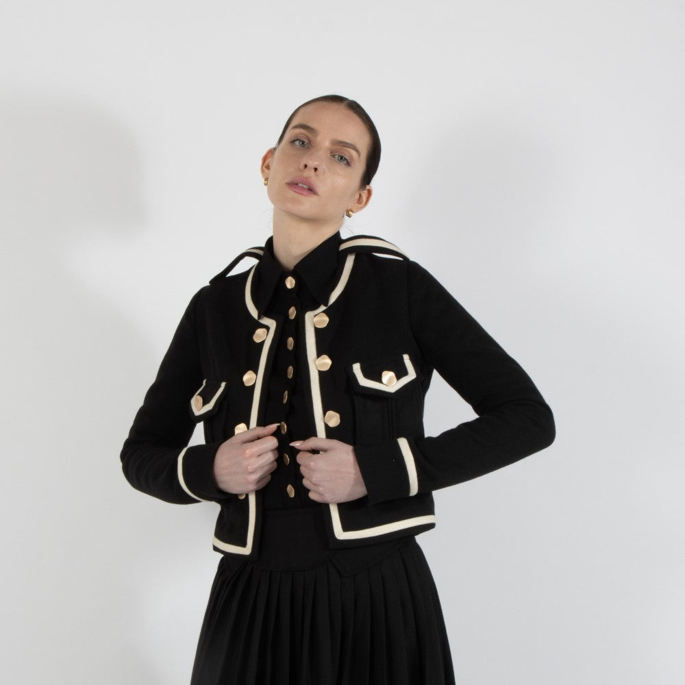 Black Nixie Crop Wool Jacket