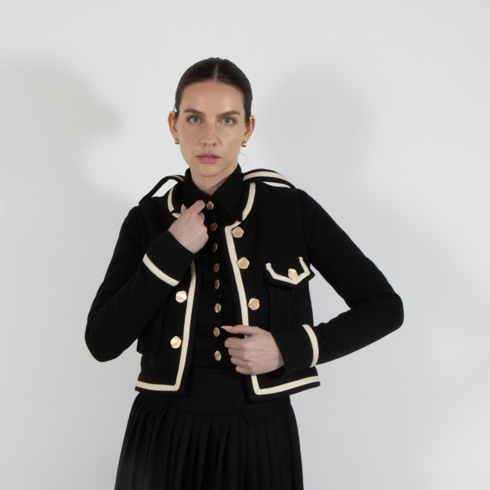 Black Nixie Crop Wool Jacket