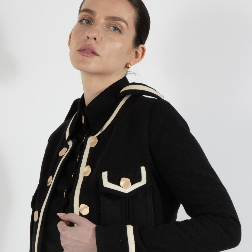 Black Nixie Crop Wool Jacket