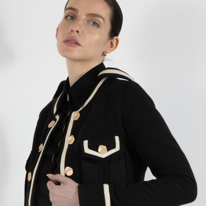 Black Nixie Crop Wool Jacket