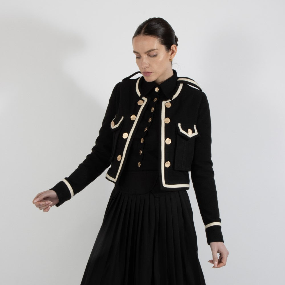 Black Nixie Crop Wool Jacket