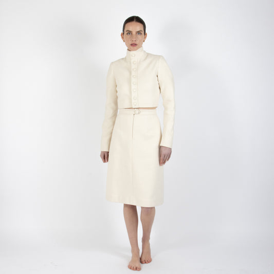 Ecru White Lumina Structured Wool Crop Top