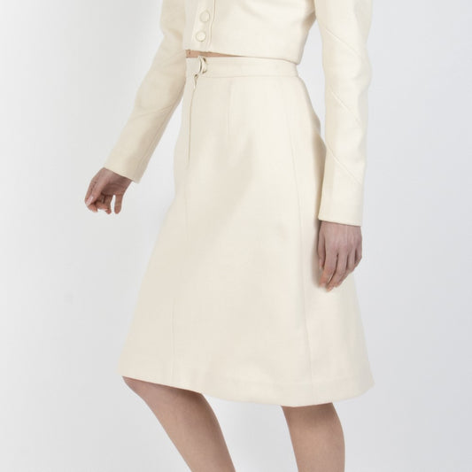 Ecru White Lumina Wool Skirt
