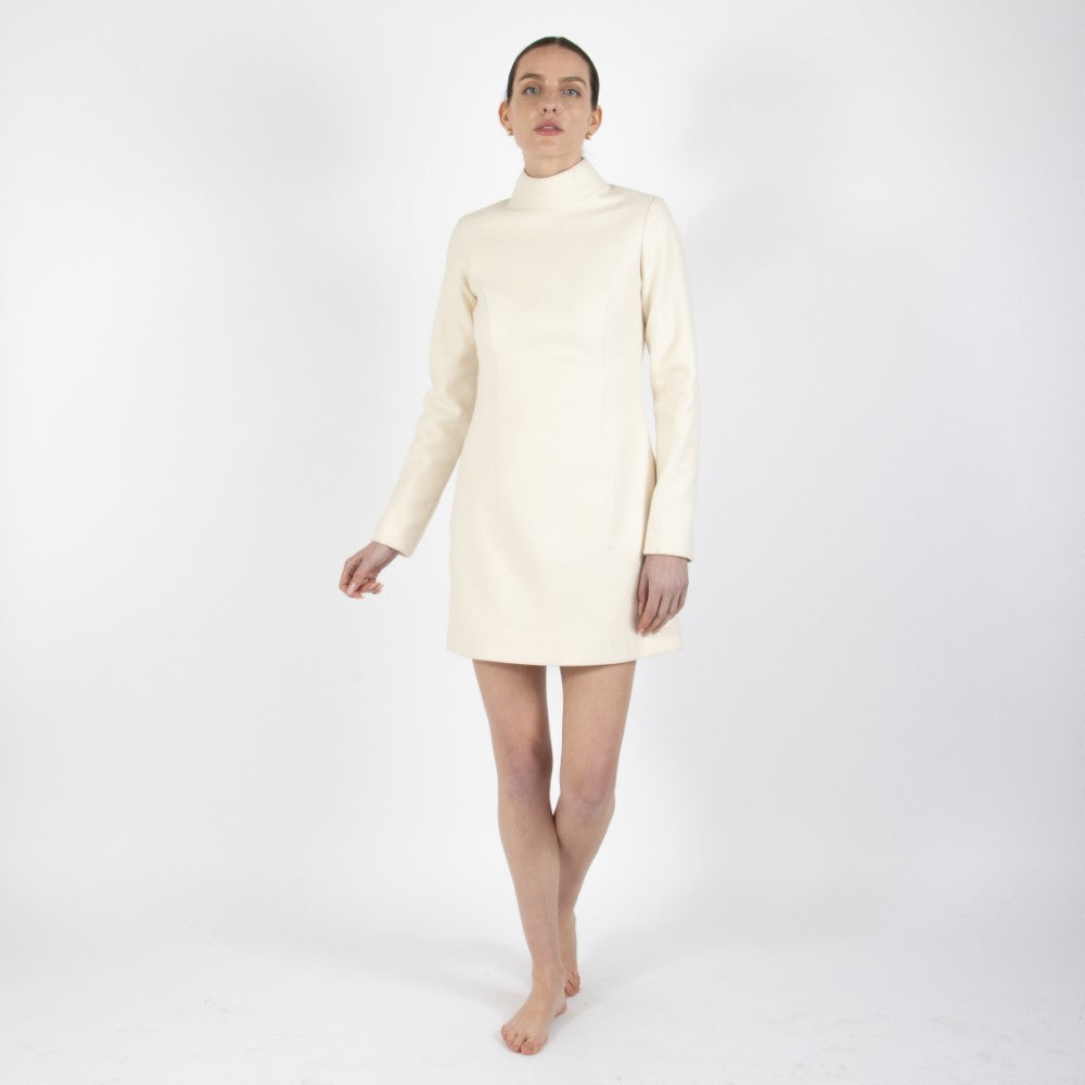 Ecru White Selene Wool Dress