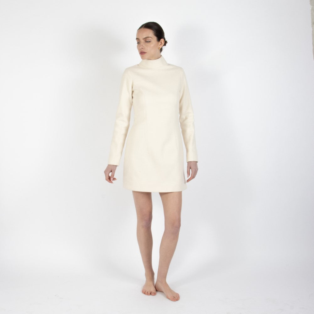 Ecru White Selene Wool Dress
